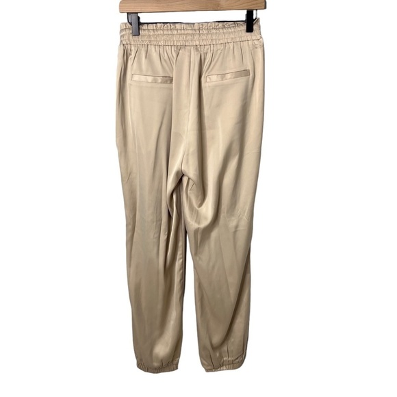 Entro Satin Joggers Tan Cream Size Medium Elastic Waist Pull On Style P15062 - Picture 3 of 6